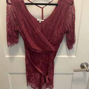 MAROON LACE ROMPER